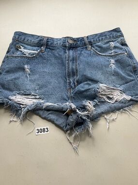 Articles Of Society Shorts Womens 29 Blue Distressed Denim Frayed Cutoff